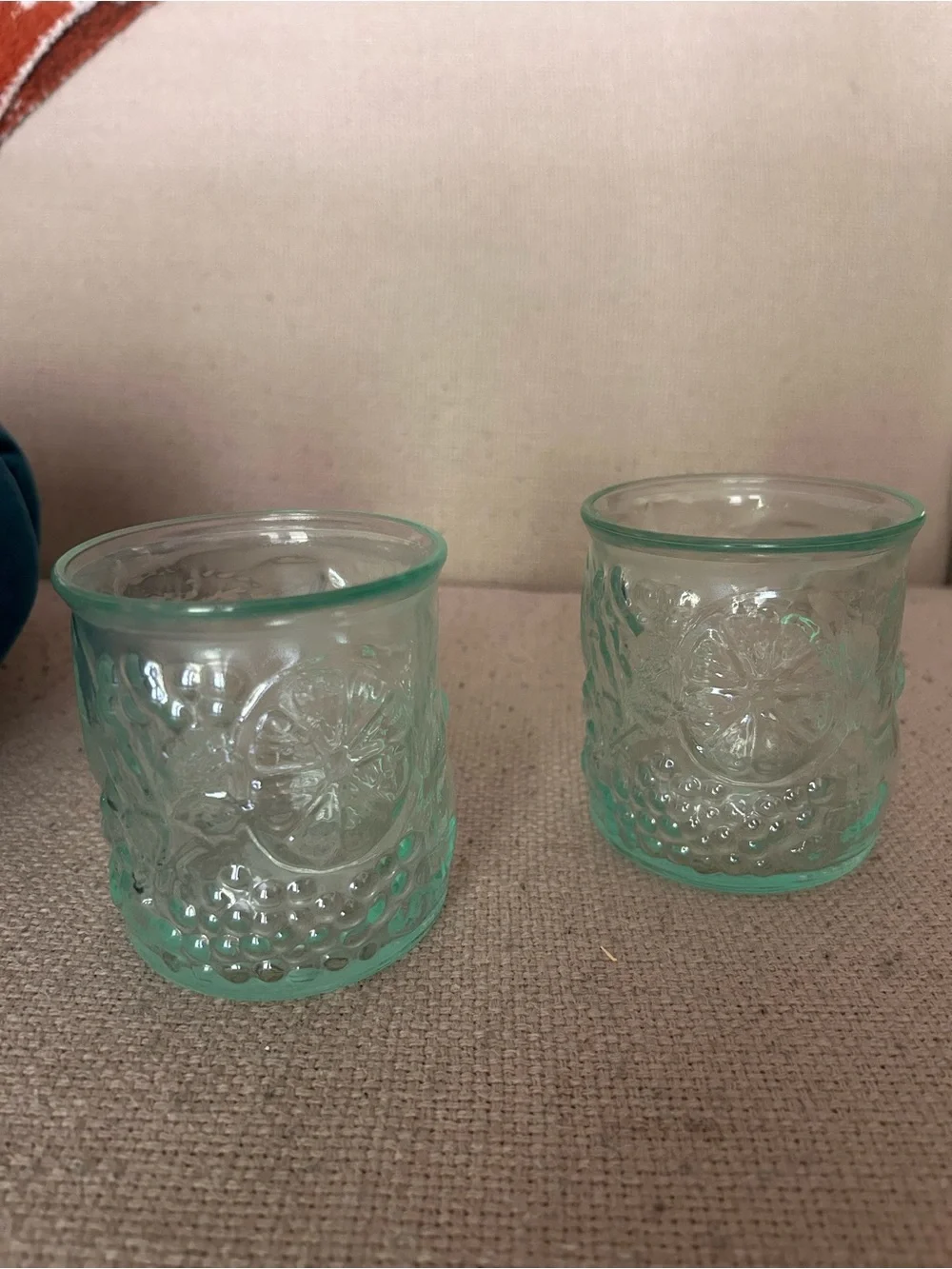 Amici Italian Green Frutta 12oz Glasses Set of 2 Kitchen Summer Drinking Cups